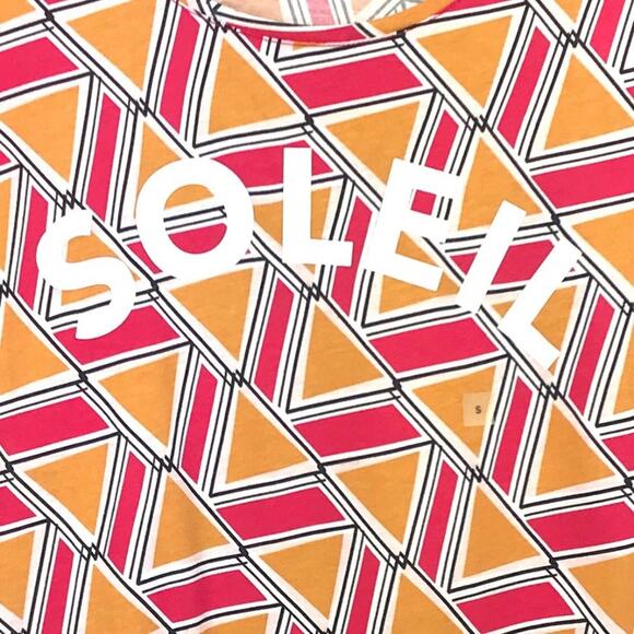 Ann Taylor SOLEIL Pink Yellow Graphic T Shirt Top NWT - Picture 6 of 6